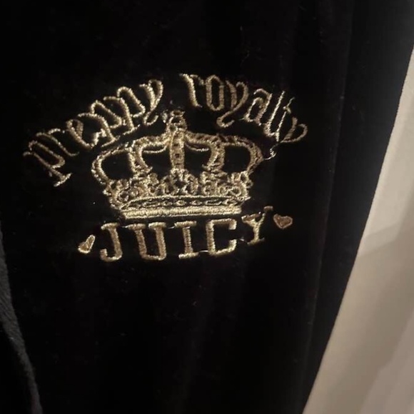 Y2K! Vintage Early 2000s Juicy Couture Track Black Gray Basic Size Medium Velour - Picture 3 of 3